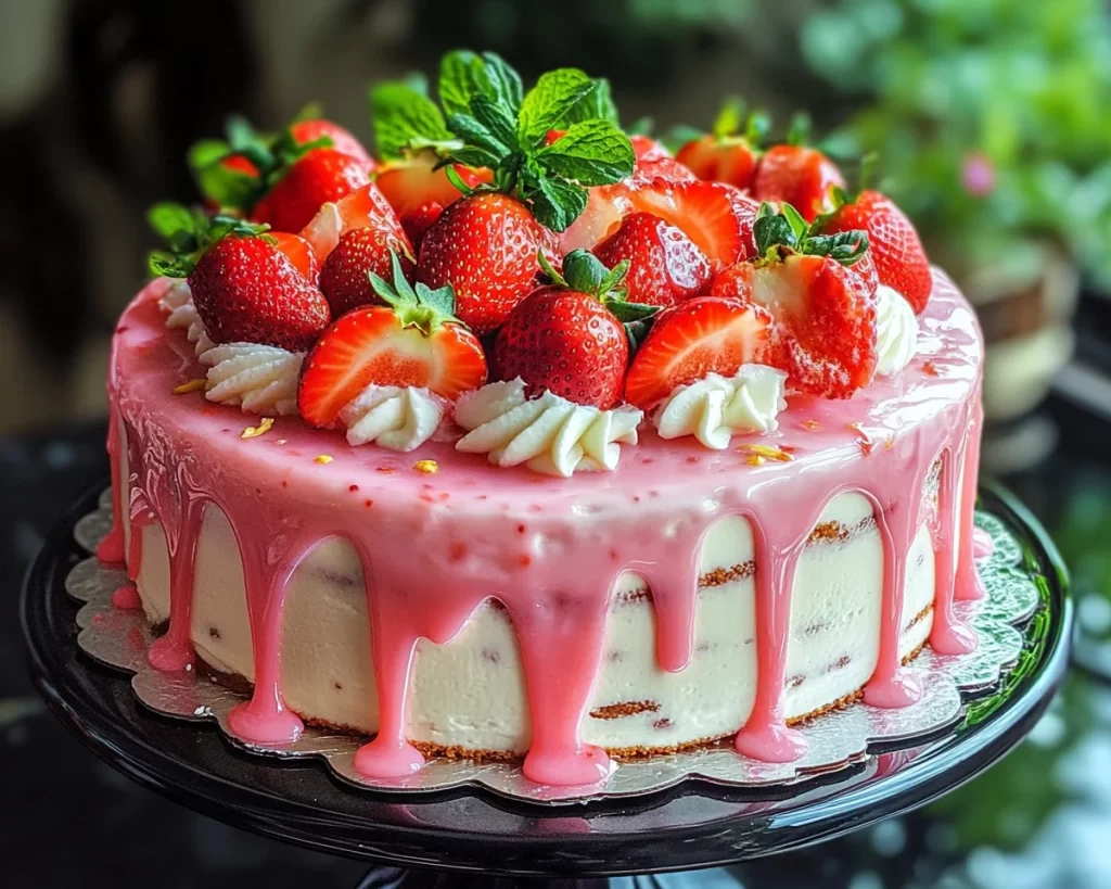 Spring Cake: Vanilla Spring Cake with Strawberry Glaze