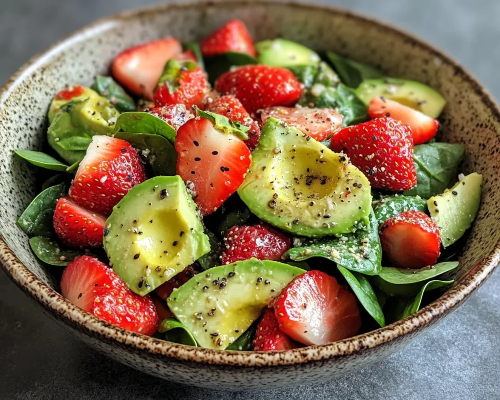 Spring Salad: Strawberry Avocado Spinach Salad in 10 Minutes