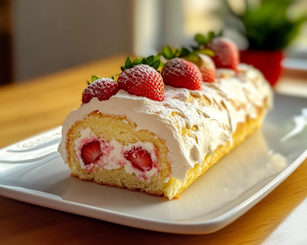 Spring Desserts: Strawberry Cream Roll Cake in 7 Steps