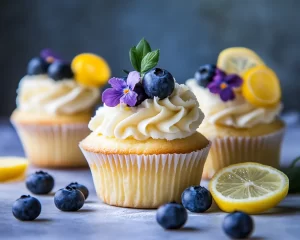 Spring Cupcakes: Lemon Blueberry Cupcakes (Moist)