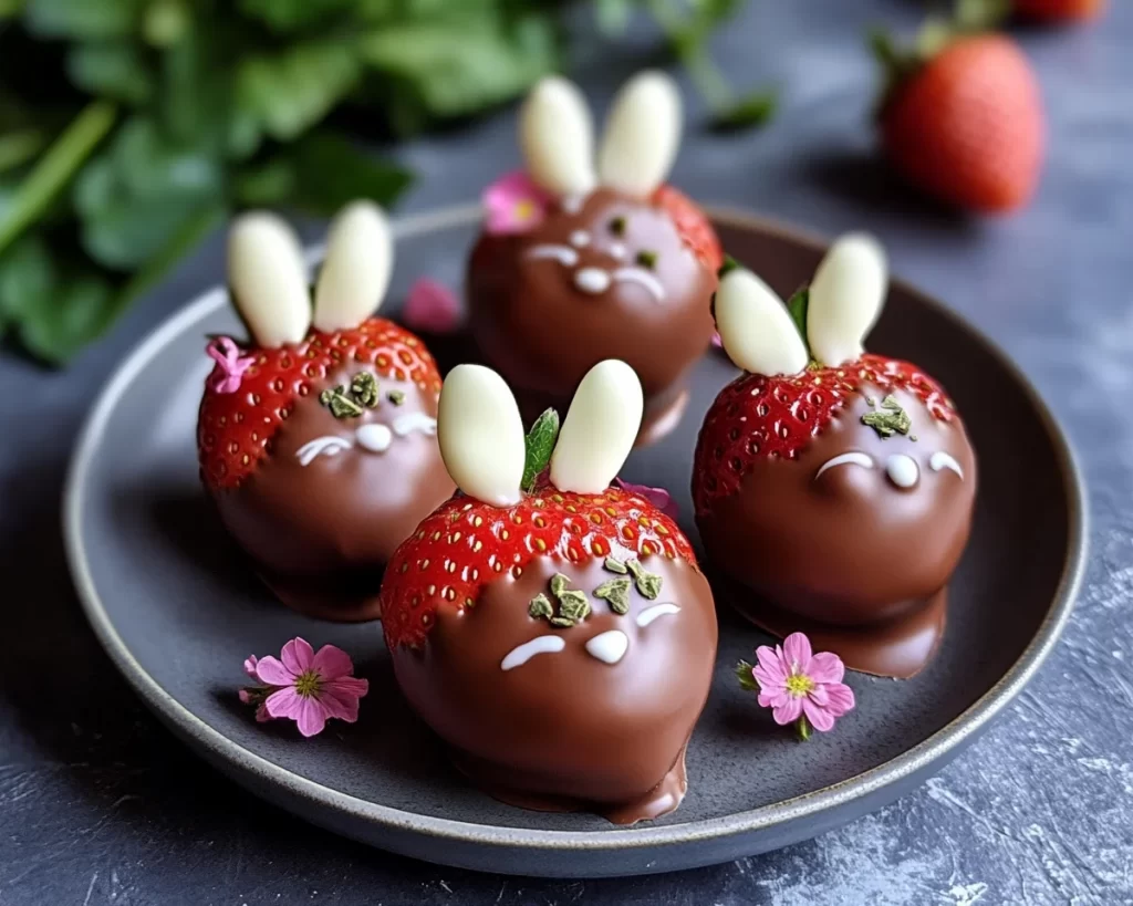 Easter Chocolate Covered Strawberries: Bunny Decorated Dipped Strawberries in 25 Minutes