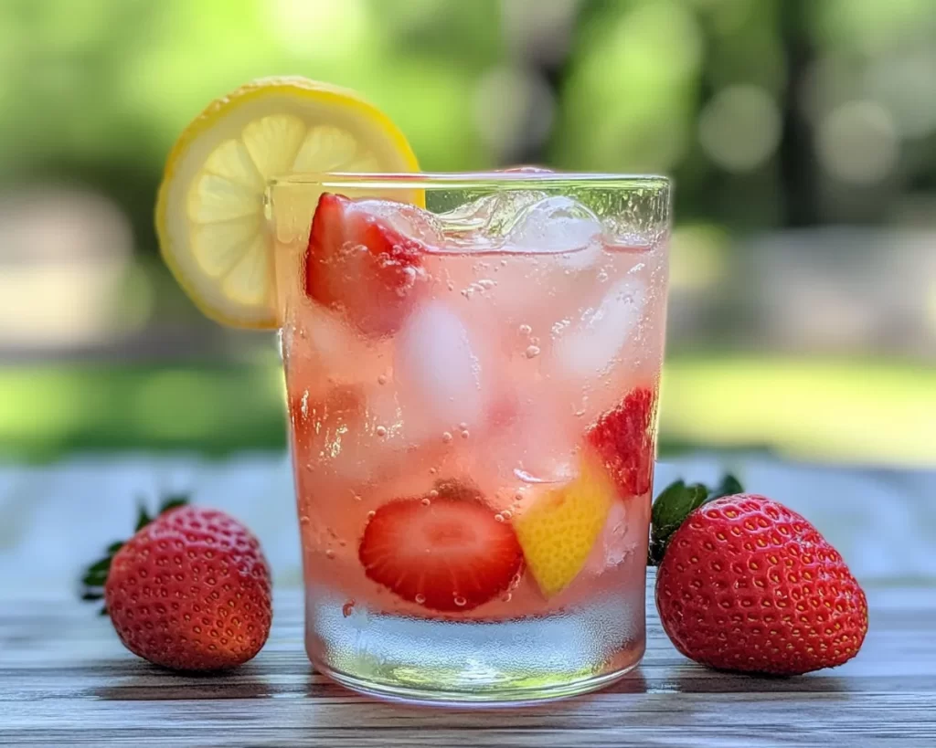 Summer Drinks Nonalcoholic: Iced Lemon Strawberry Refresher