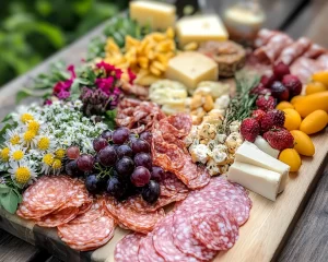 Spring Charcuterie Board Ideas with Spring Flowers in 5 Steps