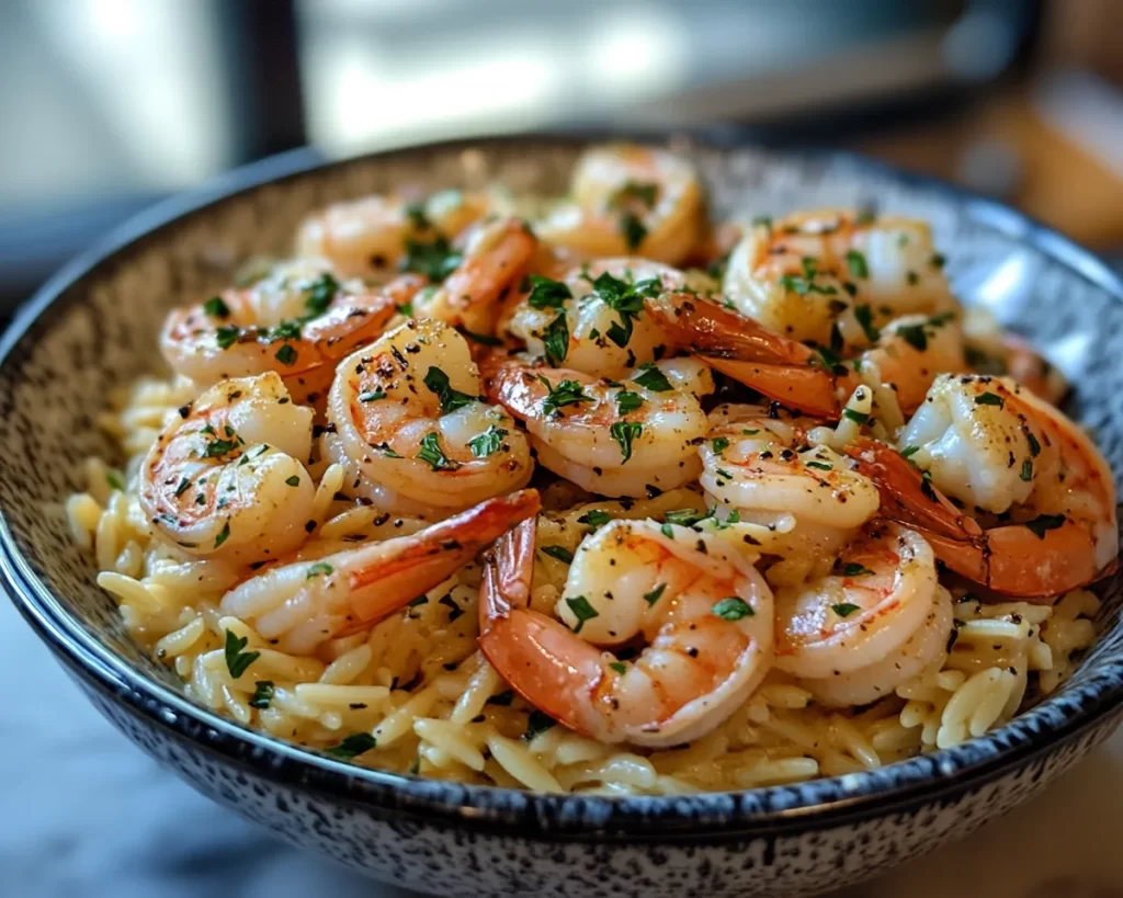 Spring Dinner Ideas: Creamy Garlic Shrimp Orzo in 20 Minutes
