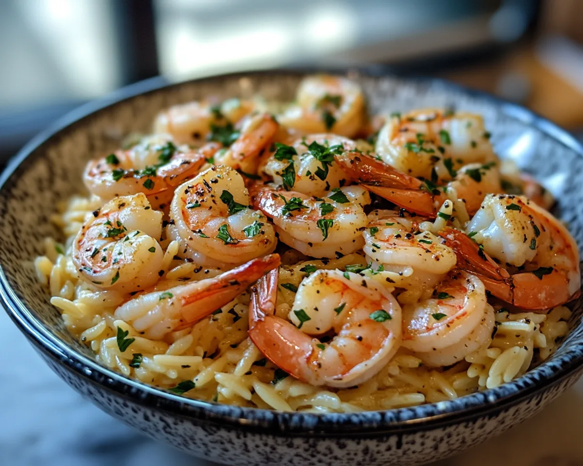 Spring Dinner Ideas: Creamy Garlic Shrimp Orzo in 20 Minutes