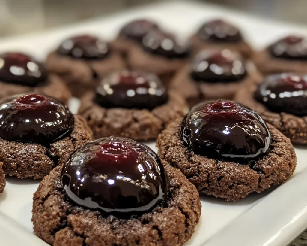 Black Forest Cookie: Soft Black Cherry Chocolate Thumbprints in 25 Minutes
