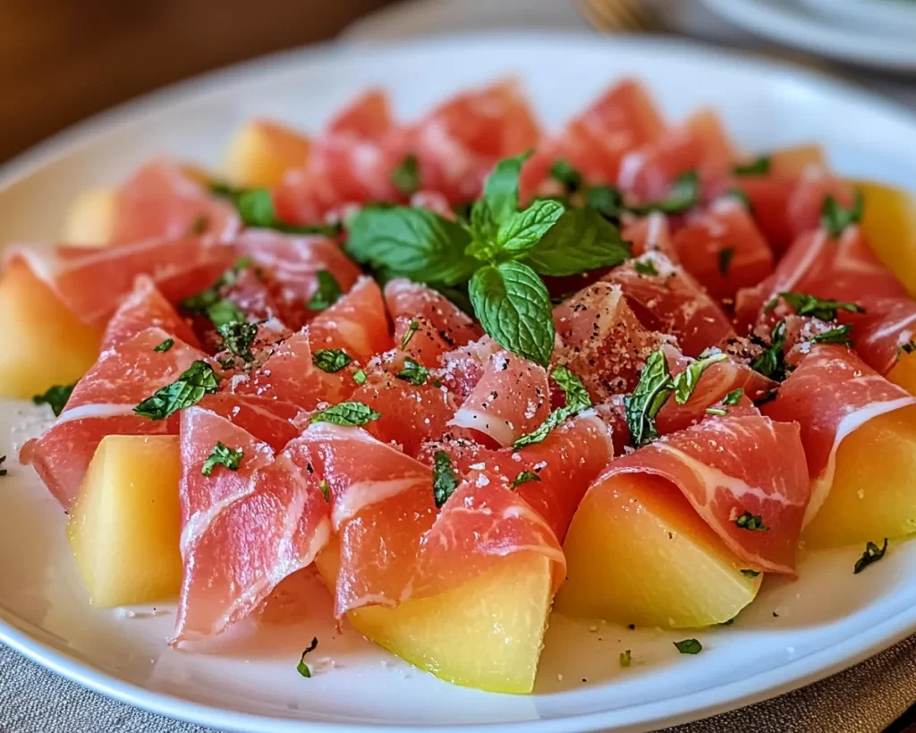 Spring Dinner Party: Prosciutto Wrapped Melon With Mint in 15 Minutes