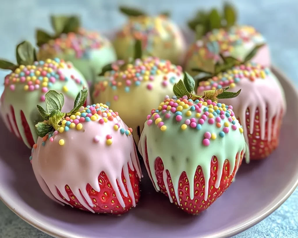 Easter Chocolate Covered Strawberries: Pastel White Chocolate Dipped in 20 Minutes