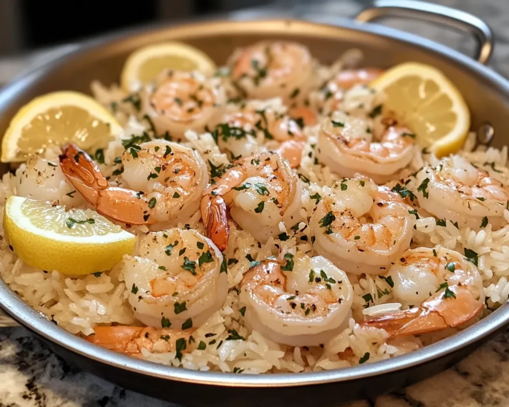 Summer Meals Dinner: One Pan Lemon Shrimp + Rice