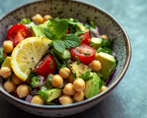 Spring Salad: Avocado Chickpea Salad with Lemon Vinegarette