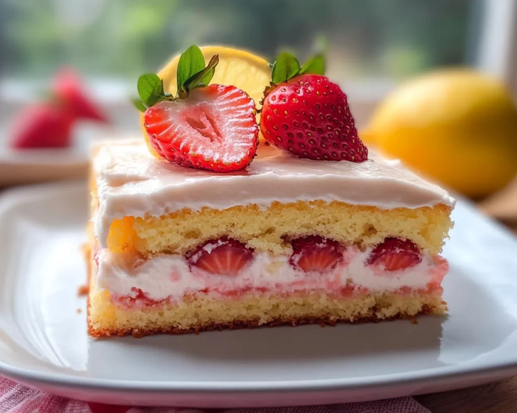 Spring Cake: Strawberry Lemon Sheet Cake