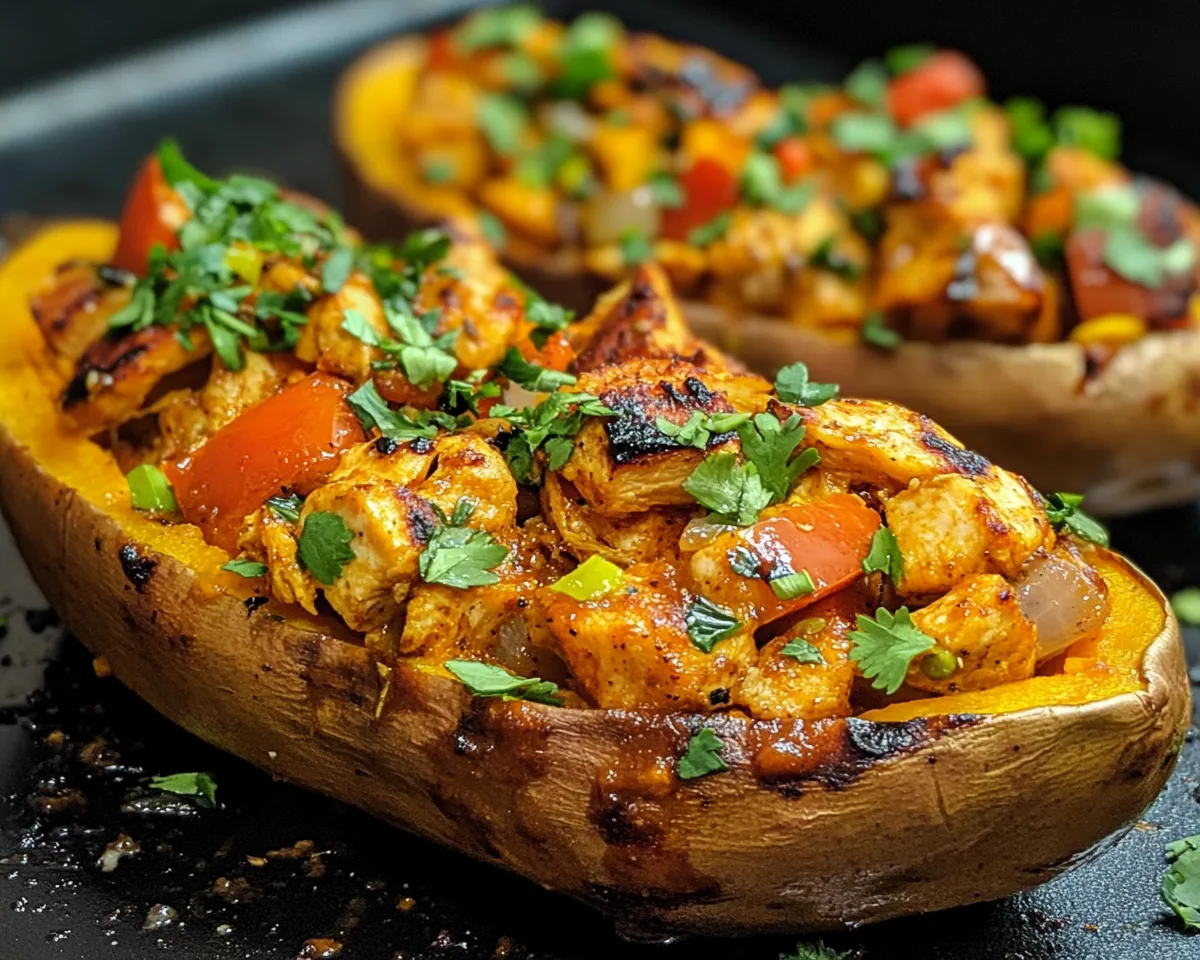 Summer Dinner Ideas: BBQ Chicken Stuffed Sweet Potatoes in 25 Minutes
