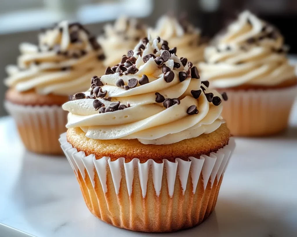 Spring Cupcakes: Chocolate Chip Vanilla Cupcakes in 5 Steps