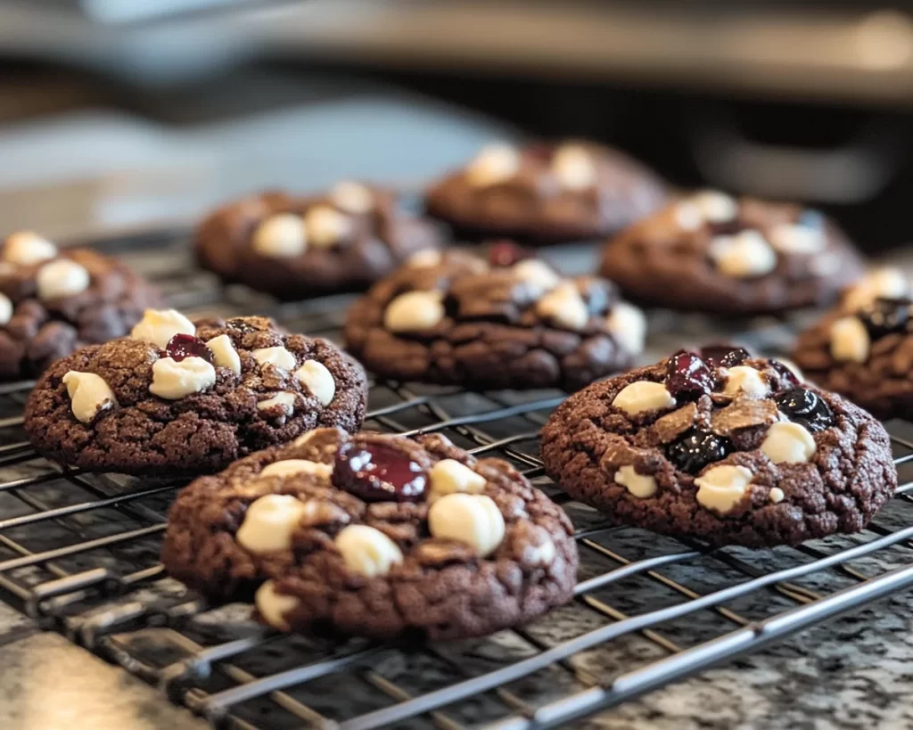 Black Forest Cookie: Brownie Stuffed Black Cherry Cookies in 30 Minutes