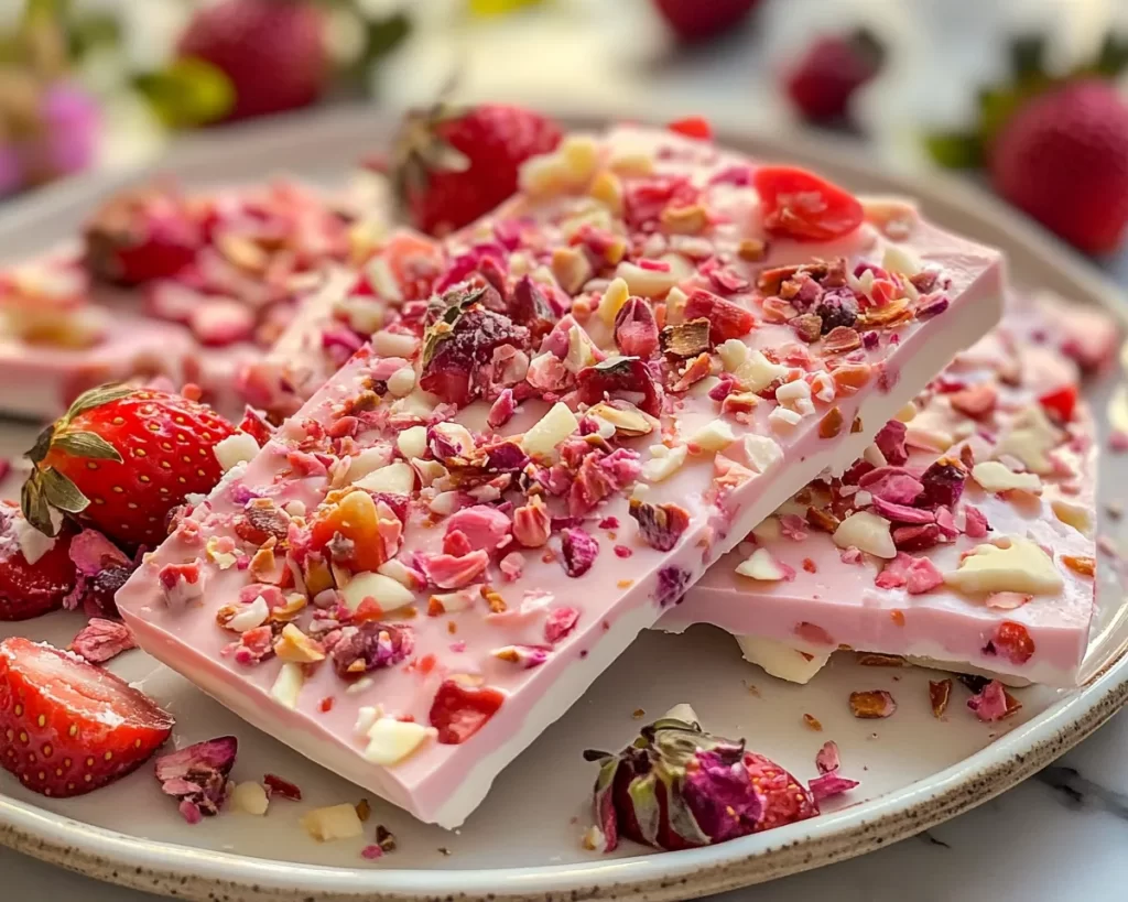 Spring Dessert: Strawberry Yogurt Bark (Easy Freezer Treat)