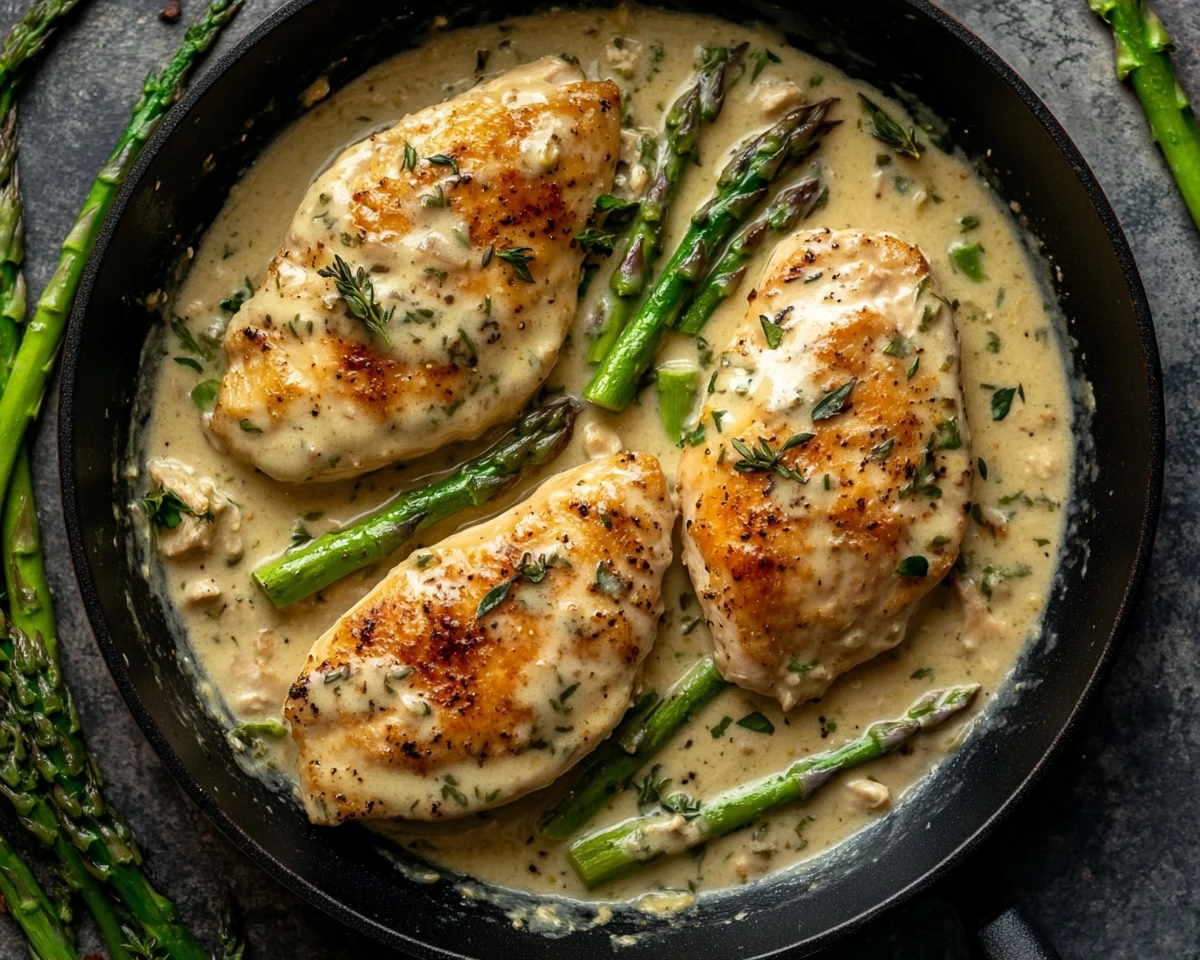 Spring Dinner Ideas: Creamy Asparagus Chicken Skillet in 25 Minutes