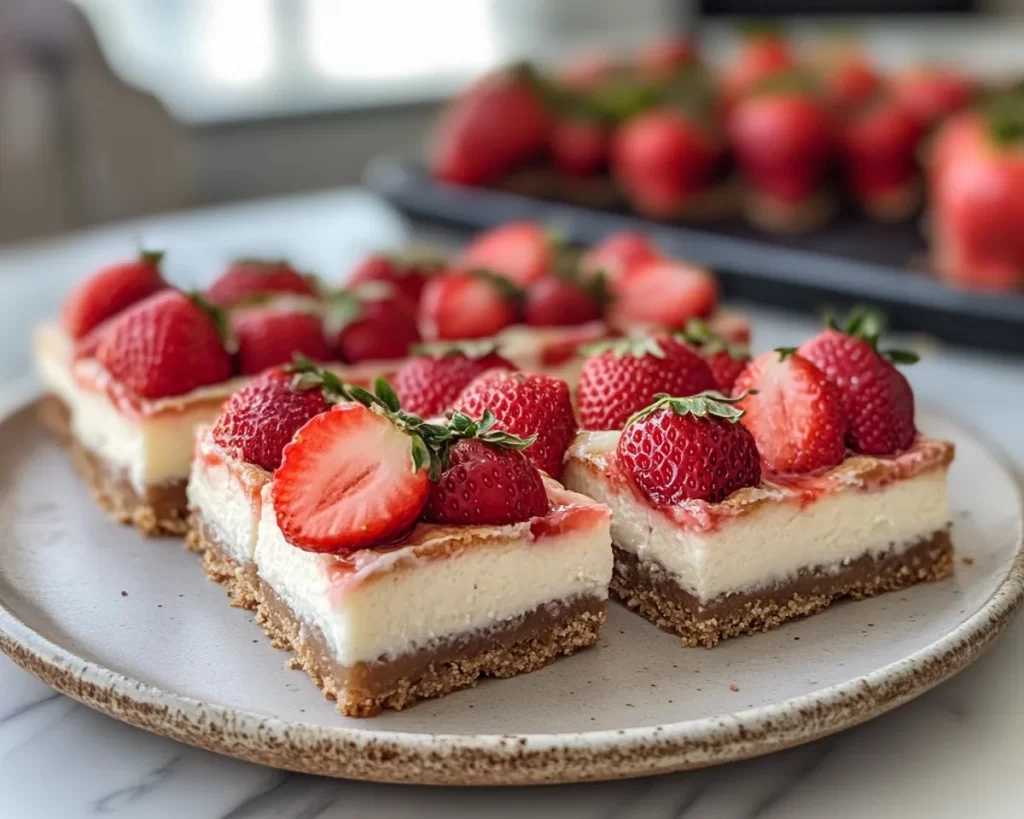 Spring Desserts: Strawberry Cheesecake Bars in 5 Steps