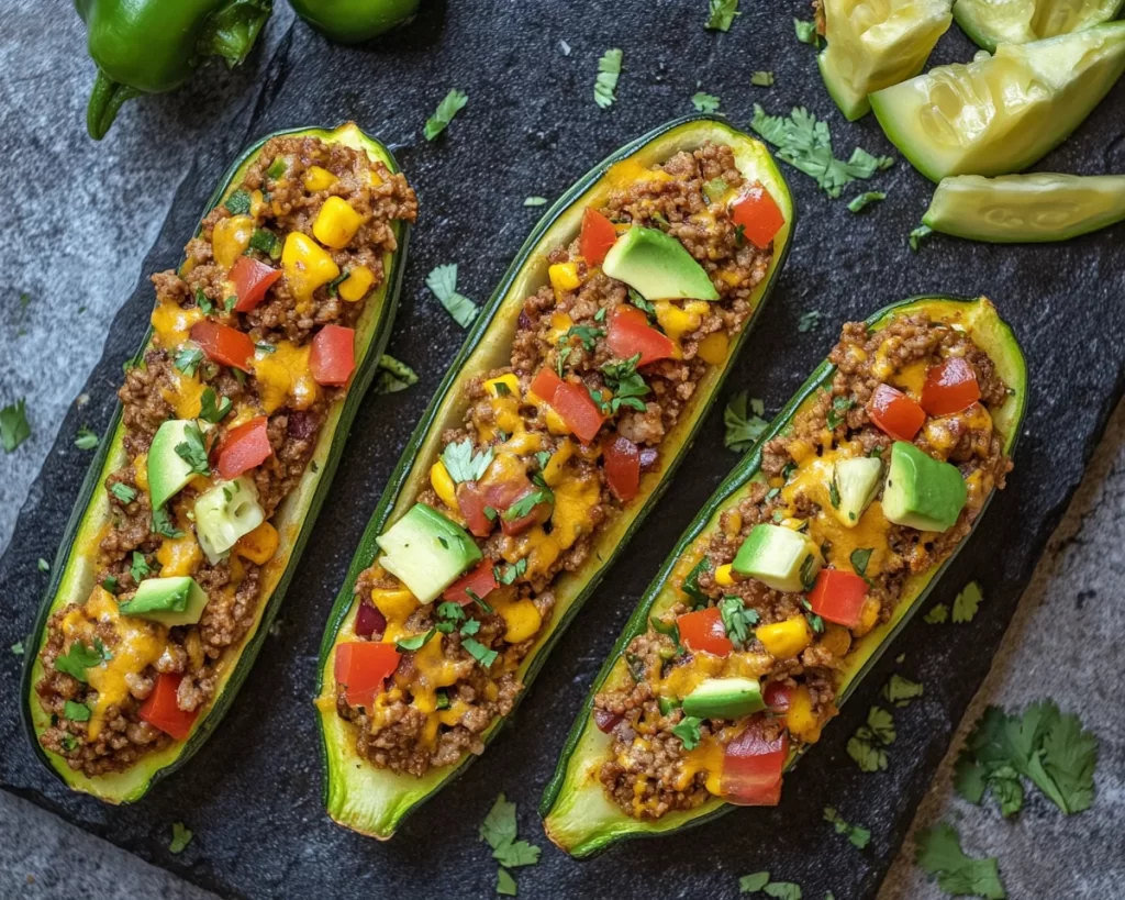 Easy Dinner Recipes for Family: Taco Stuffed Zucchini Boats in 25 Minutes