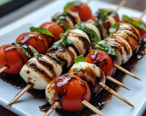 Picnic Food Ideas: Caprese Skewers With Balsamic Glaze in 10 Minutes