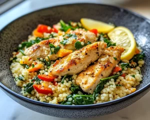 Spring Dinner Ideas: Lemon Spinach Couscous with Chicken in 20 Minutes