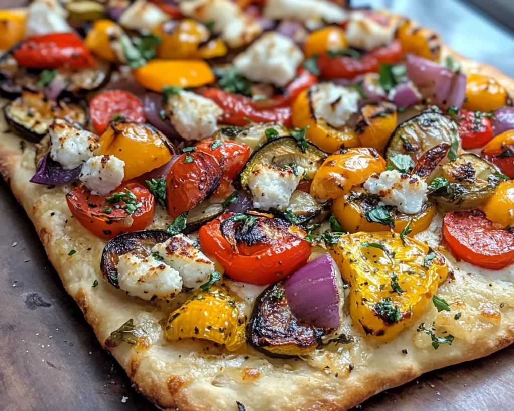 Spring Dinner Ideas: Roasted Veggie & Goat Cheese Flatbread in 15 Minutes