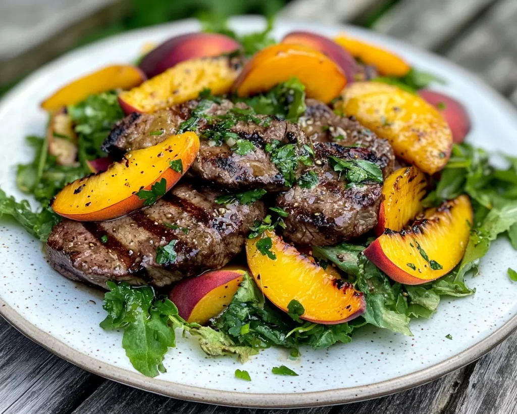 Summer Dinner Ideas: Grilled Steak & Peach Salad in 20 Minutes