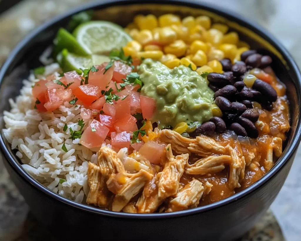 Summer Crockpot Recipes: Crockpot Chicken Burrito Bowls in 10 Minutes Prep