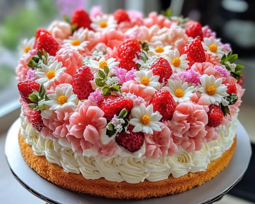 Spring Cake Designs: Strawberry Floral Cake