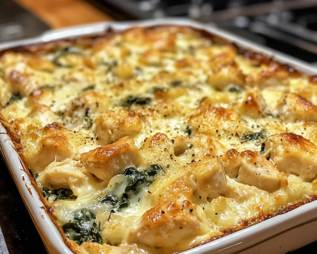Easy Dinner Recipes for Family: Chicken & Spinach Alfredo Bake in 25 Minutes