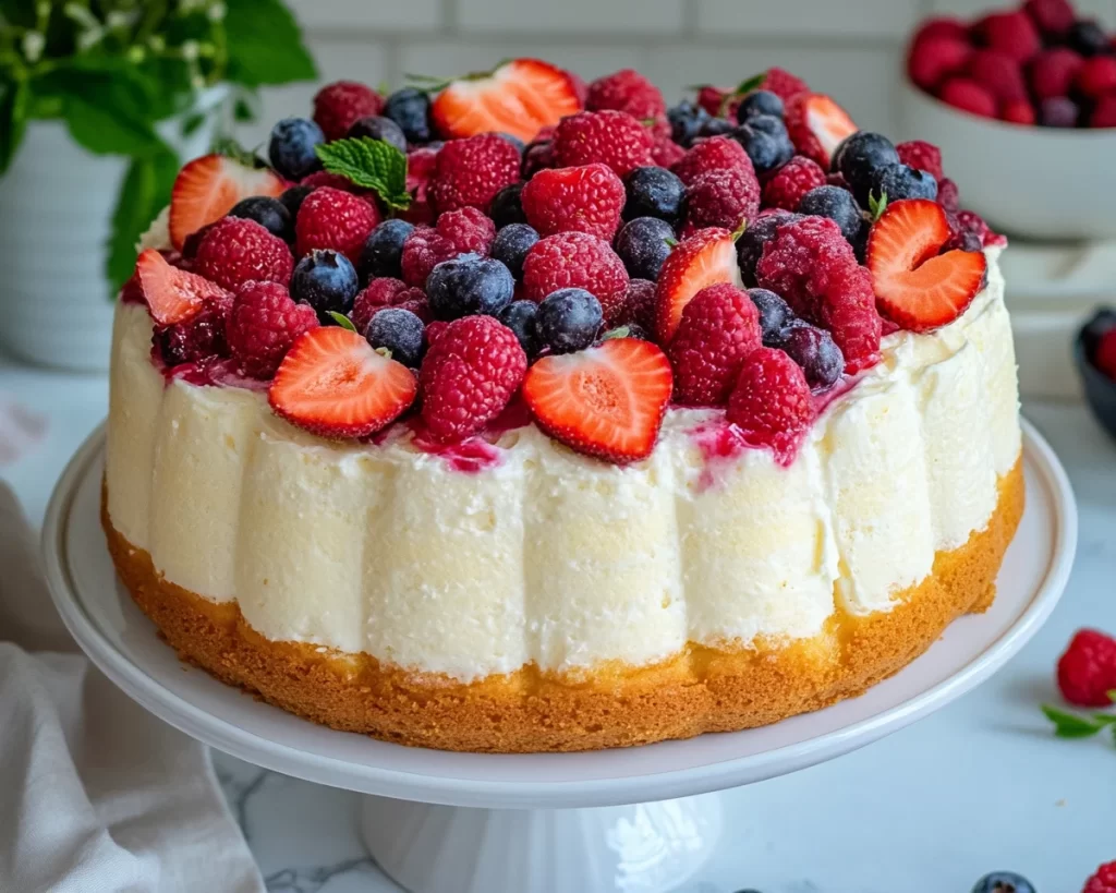 Spring Desserts: Angel Food Cake with Berries in 5 Steps
