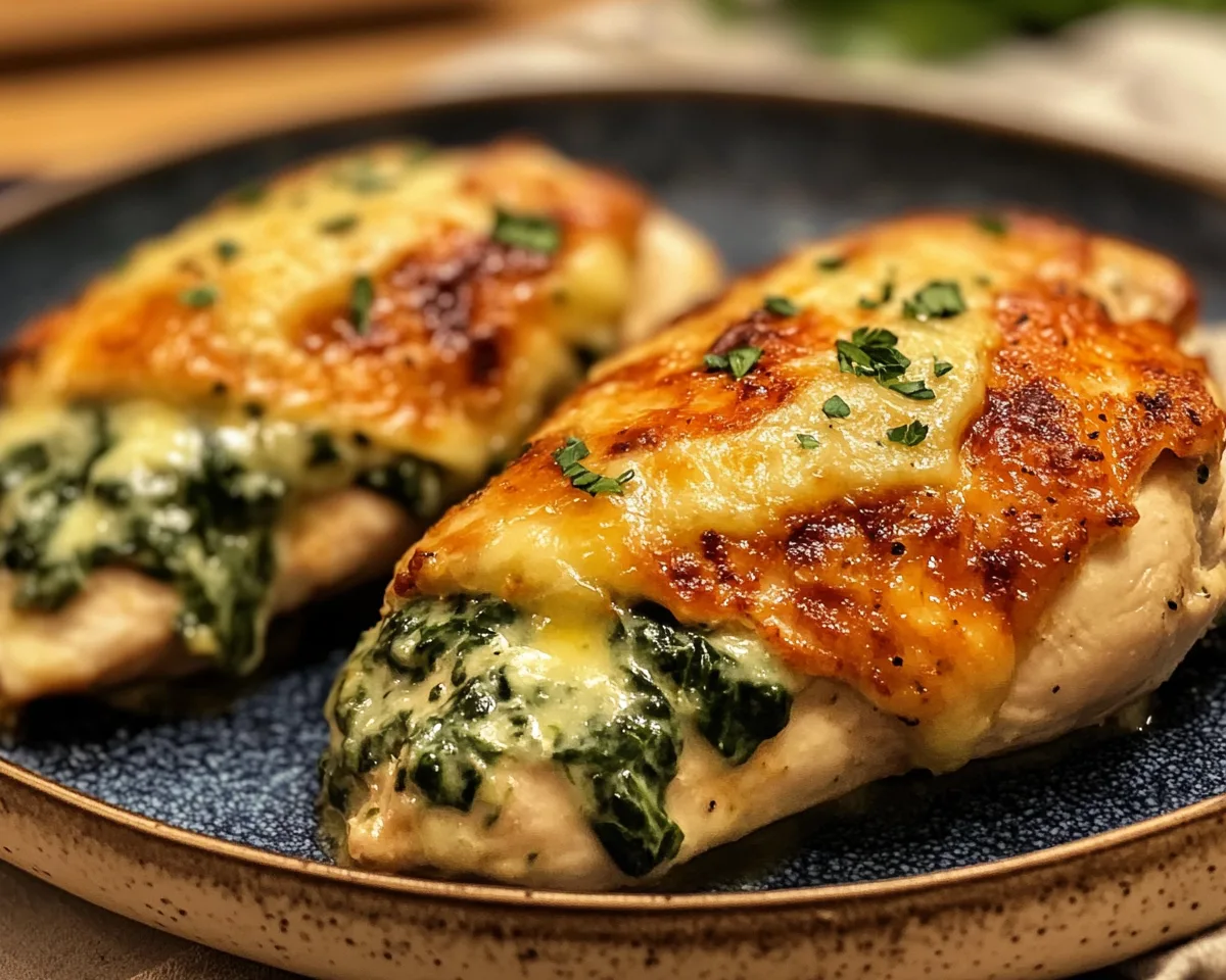 Easy Dinner Recipes for Family: Cheesy Spinach Stuffed Chicken in 25 Minutes