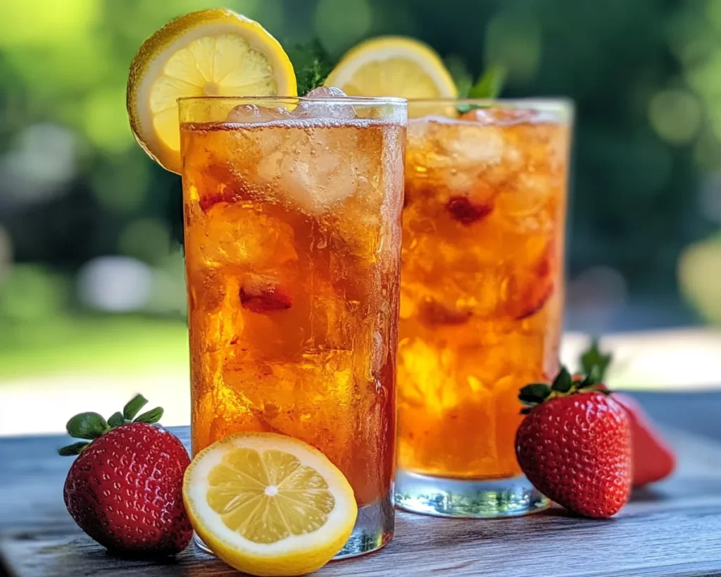 Summer Drinks Nonalcoholic: Lemon Strawberry Iced Tea