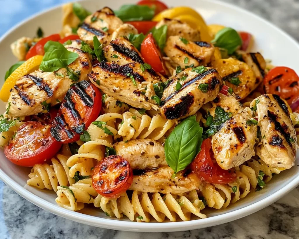 Summer Dinner Ideas: Grilled Lemon Chicken Pasta Salad in 20 Minutes