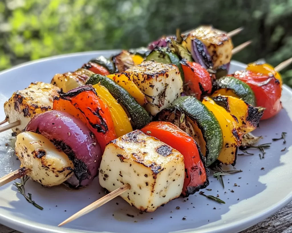 Summer Dinner Ideas: Grilled Veggie & Halloumi Skewers in 20 Minutes