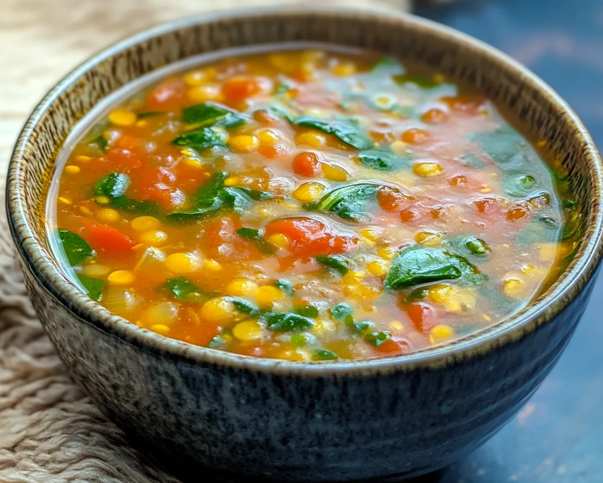 Spring Soup: Spinach Tomato Lentil Soup in 30 Minutes