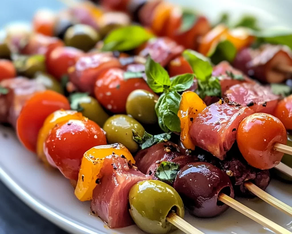 Picnic Food Ideas: Antipasto Skewers With Olives in 10 Minutes