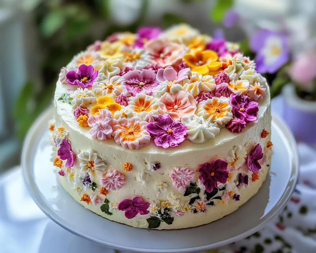 Spring Birthday Cake: Spring Flower Buttercream Cake