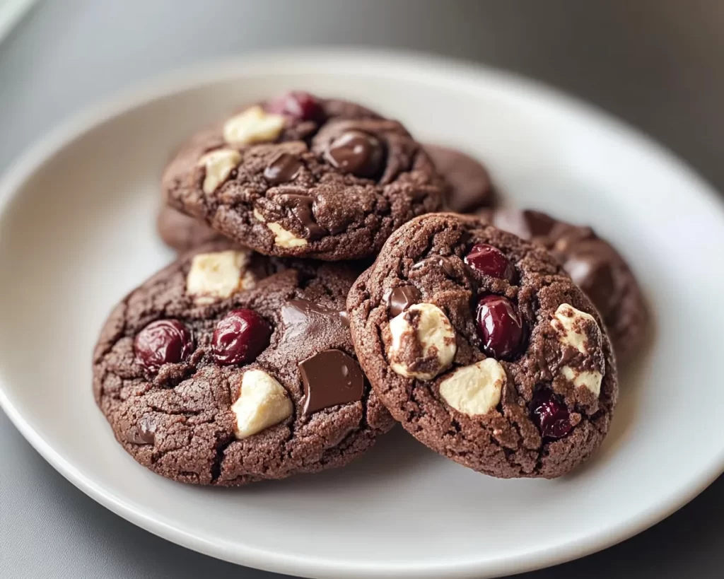 Black Forest Cookie: Double Chocolate Cherry Chunk Cookies in 25 Minutes