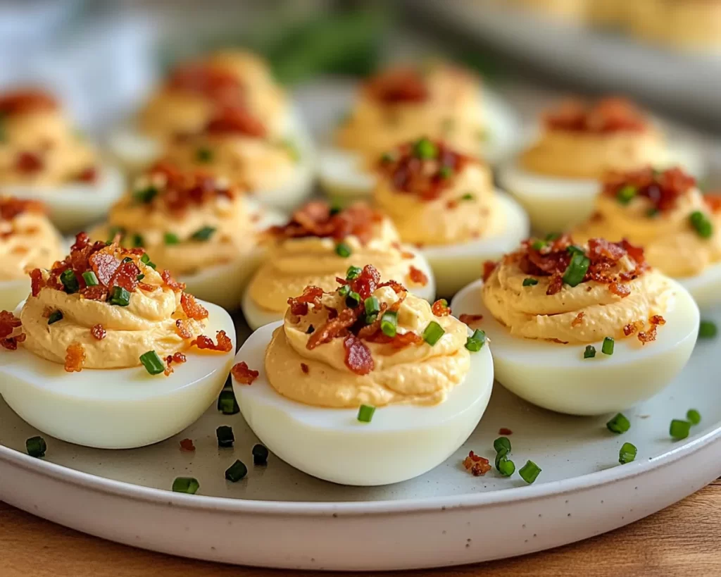 Deviled Eggs: Viral Deviled Eggs With Crispy Bacon and Chives in 20 Minutes