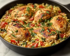 Recipes: One Skillet Tuscan Chicken and Orzo in 25 Minutes