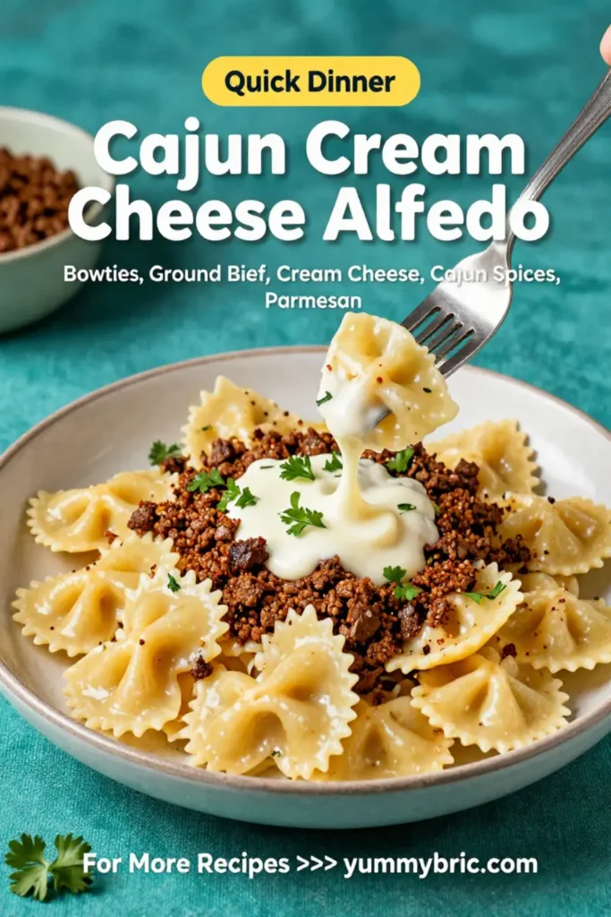 Cajun Cream Cheese Alfredo Bowties with Spiced Ground Beef