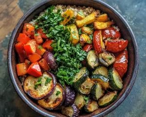 Mediterranean Diet Recipes: Mediterranean Quinoa Bowl With Roasted Vegetables in 25 Minutes