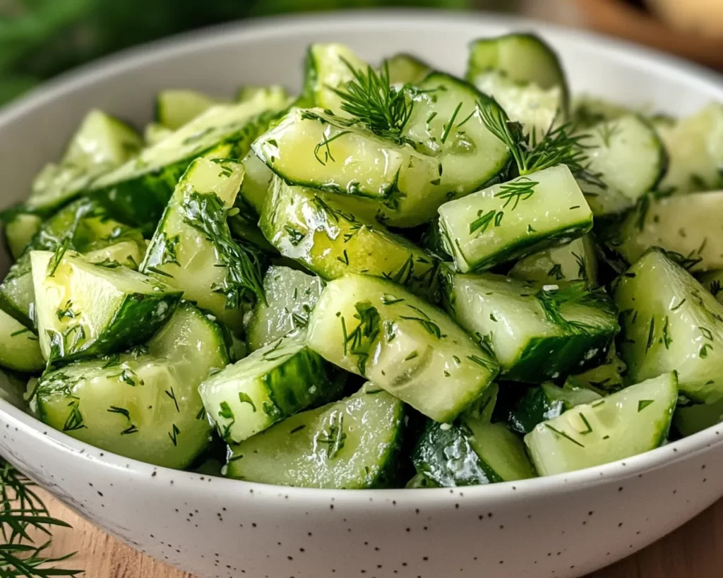 Cucumber Salad: White Wine Vinegar and Dill Fresh Cucumber Salad in 10 Minutes