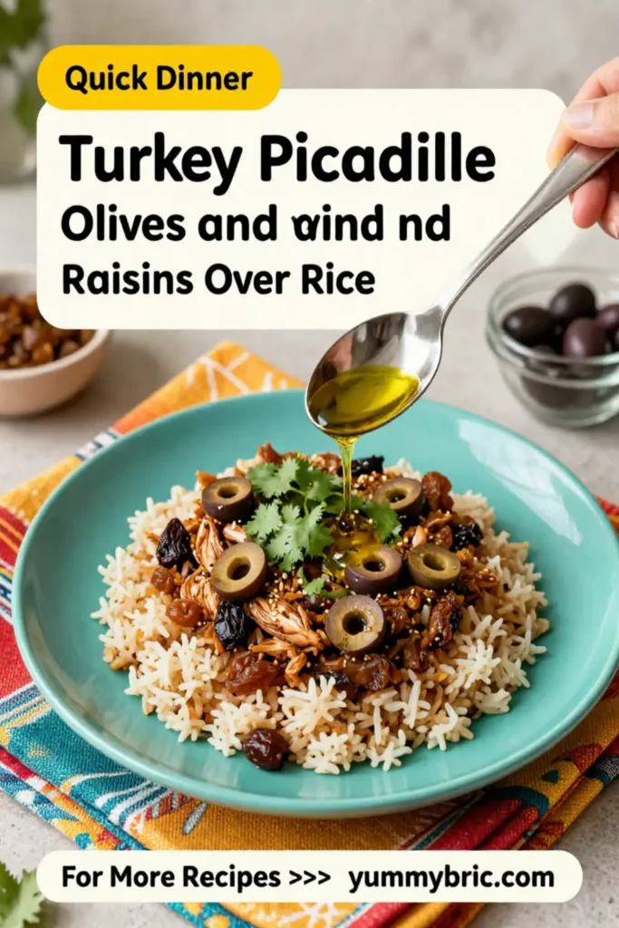 Ground Turkey Recipes: Turkey Picadillo With Olives and Raisins Over Rice in 25 Minutes