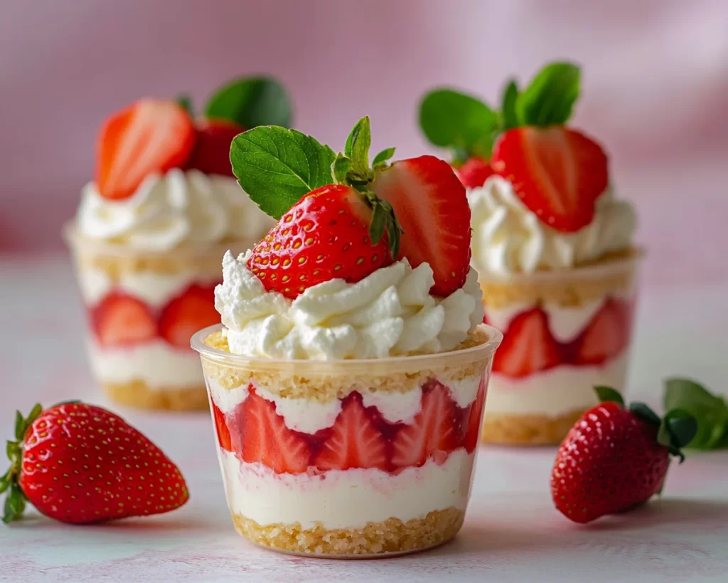 Strawberry Shortcake: No Bake Strawberry Shortcake Cheesecake Cups in 15 Minutes