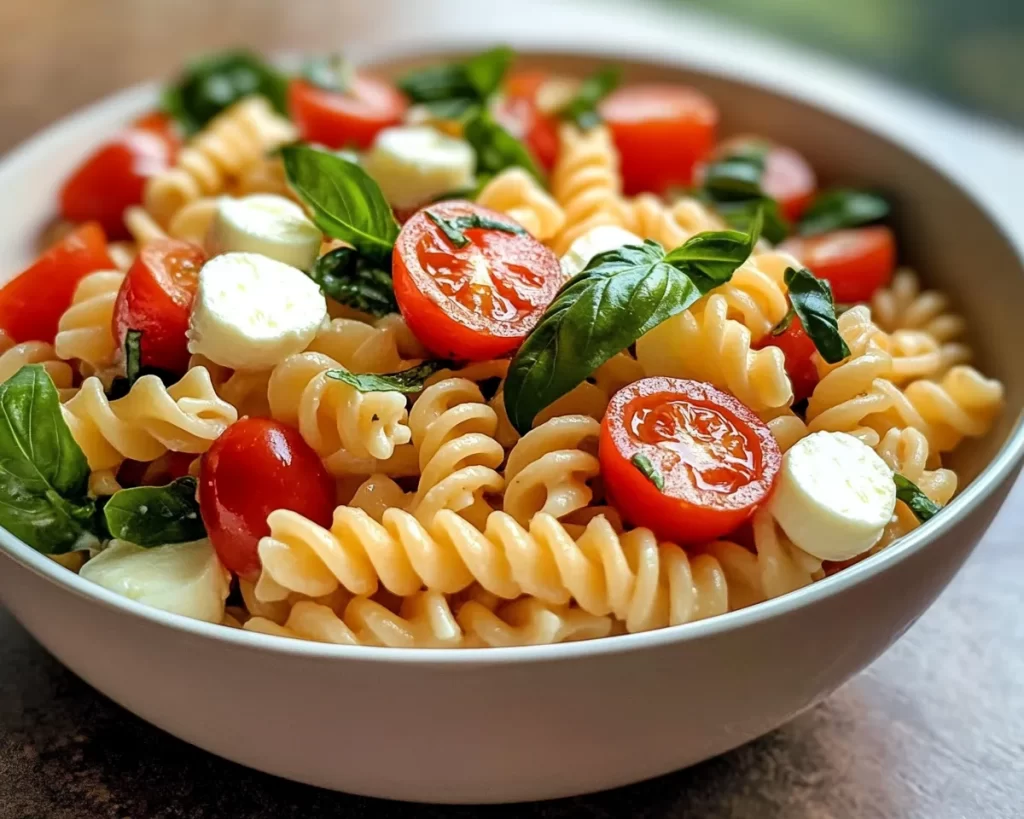 Pasta Salad: Caprese Pasta Salad With Fresh Basil and Mozzarella in 15 Minutes