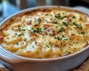 Scalloped Potatoes: Ham and Gruyere Slow Cooker Scalloped Potatoes in 10 Minutes Prep