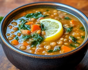 Mediterranean Diet Recipes: Mediterranean Lentil Soup With Lemon and Spinach in 25 Minutes