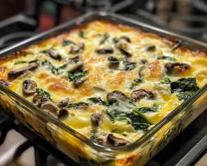 Breakfast Casserole: Spinach Mushroom and Goat Cheese Egg Casserole in 35 Minutes