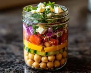 Lunch Ideas: Mason Jar Greek Salad With Chickpeas and Feta in 10 Minutes